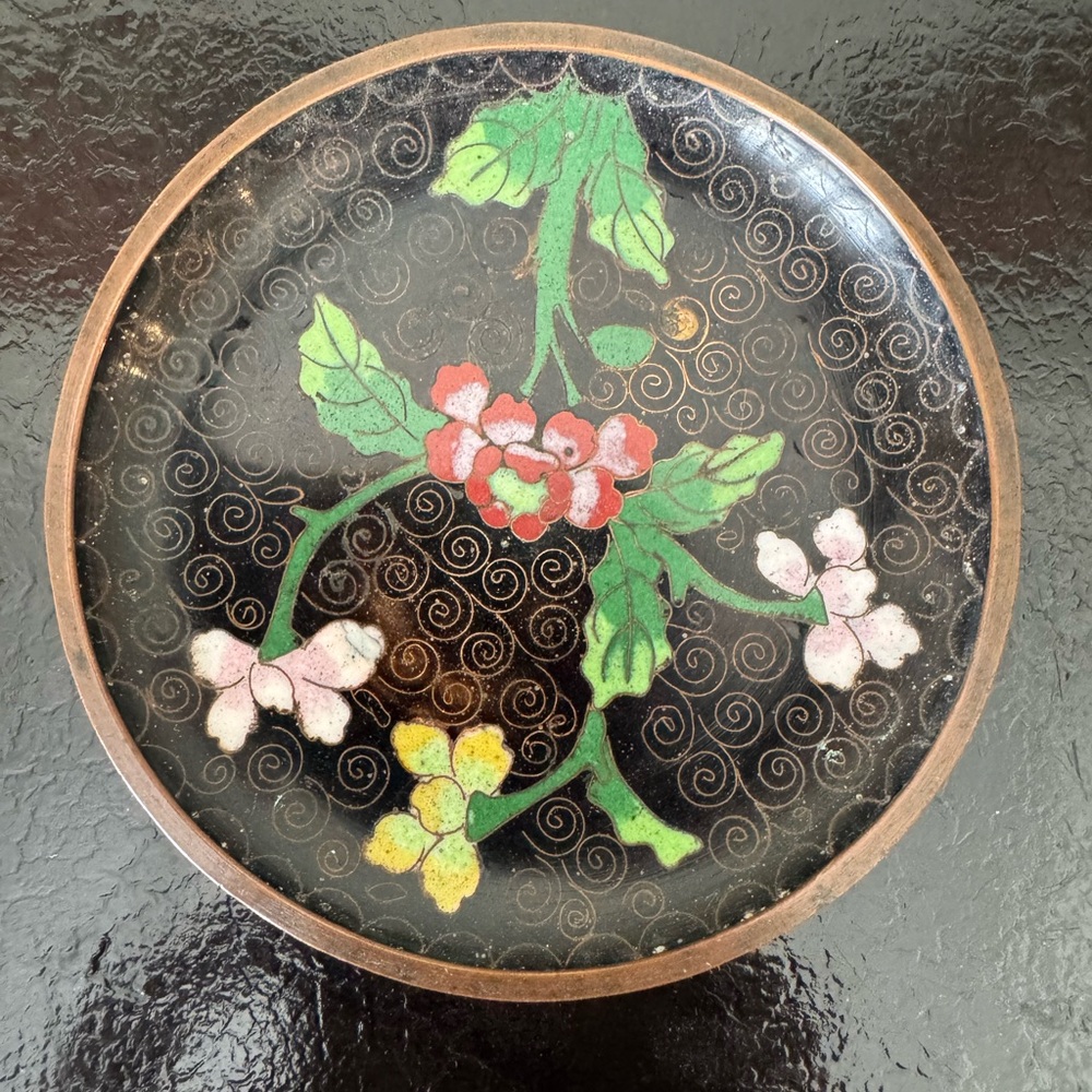 Vintage Chinese Cloisonné Trinket Dish Mid 20th Century